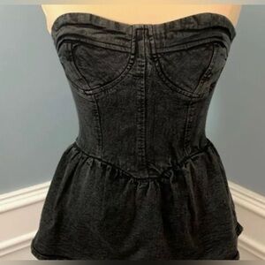 Women's Gray Denim Bustier Top